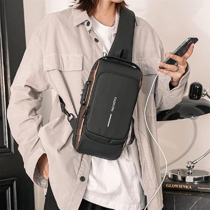 Crossbody Sling Bag With USB Port (Unisex)